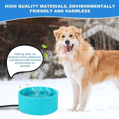 Heated Water Bowl for Cats & Dogs, 3.2L Heated Dog Bowl, Outdoor Heated Dog Water Dish in Winter, Thermostatic Control Anti-Freeze Heated Pet Water Bowl for Chicken,Duck,Goose,Rabbit - size: Round 3.2 Litres