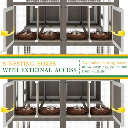Large Wooden Chicken Coop, Walk-in Chicken Run with Waterproof Cover, Large Poultry Cage for Yard Farm Backyard Hen House, Duck Coop and Rabbit Run with Nesting Boxes, for 8–12 Chickens - size: 94.5"L x 70.0"W x 71.0"H