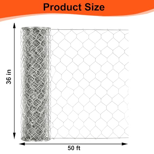 Wire Mesh Roll for Poultry Cages 36IN x50FT- Heavy Duty Fencing Net for Farm Garden Animal Plant Protection, Chicken Wire Fence, Easy to Install Fencing for Rabbits, Birds, Vegetables (Hexagon) - color: Hexagon