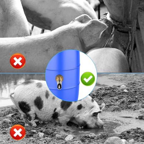 4PCS Pig Waterer Nipple, Automatic Pig Nipple Water Drinker for Barrel Kit, Stainless Steel Hog Water Drinker Feeder with Brass Water Tank Connectors Kit for Pig Goats Swine Piglets Drinking - color: Coppery-4 Pcs