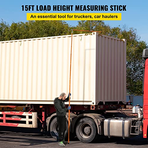 VEVOR Height Stick for Trucks, 15 FT Load Height Measuring Stick with Carrying Bag, Non-conductive Truck Stick with Adjustable Pole for rucks, Car Haulers - size: 15ft