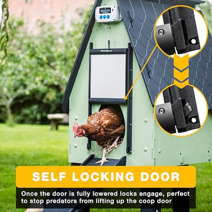ChickenGuard Automatic Chicken Coop Door Opener, Power by Solar/Batteries/Electric. Strong Motor Lifts 2kg; Timer/Light Sensing; Motor Units only or Combination Kits (PRO + Door + Batteries) - size: PRO + Door + Batteries