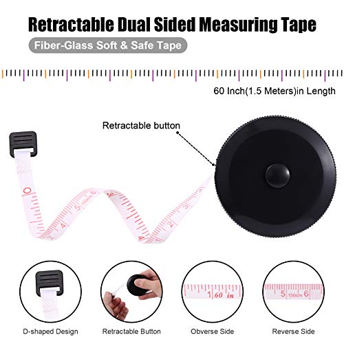 Tape Measure Body Measuring Tape, Retractable 60 Inch Soft Mini Measuring Tape, Small Sewing Fabric Tape Ruler for Cloth Waist Medical Nursing Craft(10 Pack) - color: 10 Colors Package