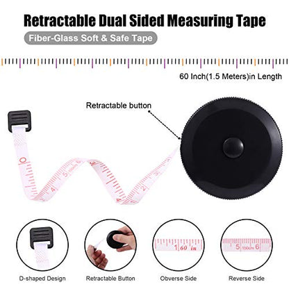 Tape Measure Body Measuring Tape, Retractable 60 Inch Soft Mini Measuring Tape, Small Sewing Fabric Tape Ruler for Cloth Waist Medical Nursing Craft(10 Pack) - color: 10 Colors Package
