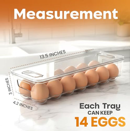 Utopia Home Egg Container With Lid and Handle for Refrigerator - Pack of 4 - Clear Stackable Egg Holder for Kitchen Storage and organization - size: Pack of 4