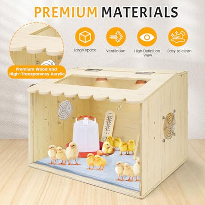 Chicken Brooder Box, Brooder Box for Chicks, Wooden Quail Cage for Hamsters, Ducklings, Hedgehogs and Lizards, Skylight Design Chick Coop, Baby Chicken Supplies (Only Box) (15.7 x 11.8 x 11.8in)