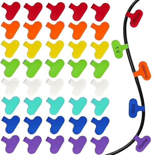 40 Pcs Multi Color Cable Labels, Oval Wire Labels for Electronics, Computer & Industrial Cable Management and Identification, Durable Cord Tags with Writable Surface in 8 Assorted Colors(1.5" x 0.78") - color: Multicolor, size: oval_1.5" x 0.78"