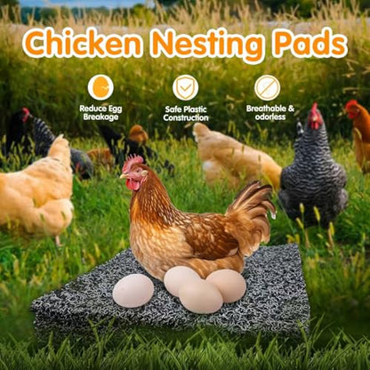 6 Pcs Chicken Nesting Pads, Washable Nesting Box Liners for Chicken Coop, Reusable Plastic Nest Box Pads, Chicken Laying Mats, Chicken Coop Accessories 12×12 inch