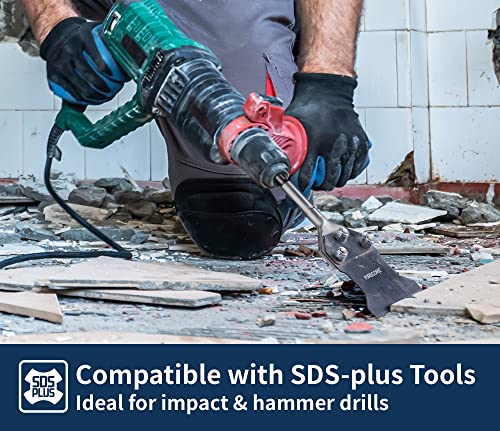 SDS Plus Floor Scraper with Replacement Blade, Firecore 4 Inch x 10 Inch Rustproof Tile Removal Tool Thin Set Remover Chisel Bits for Rotary Hammer Drill, Flooring Adhesives Remover FS23410B - style: Scraper Kit