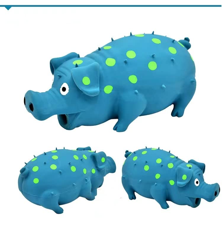 Squeaky Pig Dog Toys, 2 Pack Grunting Pig Dog Toy that Oinks Grunts for Small Medium Large Dogs, Grunting Pig Sound Play Dog Toy - color: Blue and Purple