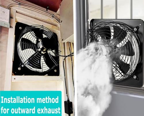 12 Inch Window Exhaust Wall Mounted Ventilation Basement Extractor Industrial Fan 720 CFM High-Speed1460 RPM Industrial Fan for Home Garage Office Commercial Use (12 Inch+Speed Control)