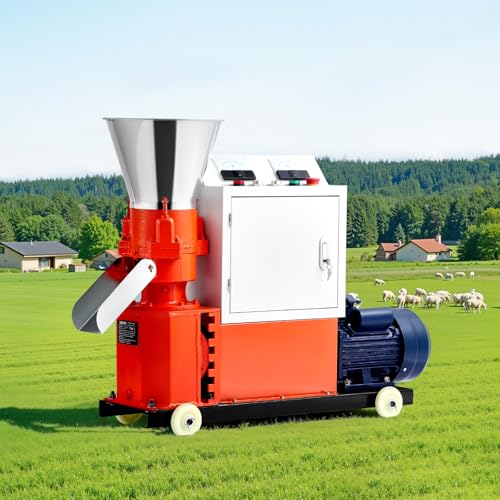 VEVOR Feed Pellet Mill Machine, 6 mm Animal Feed Pellet Making Machine, 3KW 240V Animal Food Granulator Mill Machines with 3 Pressure Rollers & 4 Wheels, Ideal for Poultry, Livestock, Farm Animals - size: 6mm (0.24") grinding disc