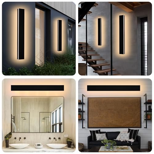 2PCS 40in Long LED Outdoor Wall Lights Dimmable Outdoor Wall Sconce 30W LED Linear Exterior Light Fixture for House Garage Courtyard, 3000K-6000k, Suit for US Standard Junction Box - size: 40in