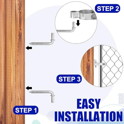 MorningRo 4 Pcs Farm Gate Hinge Set 5/8'' x 2'' Chain Link Fence Gate Post Hinge in Zinc Plated, 5/8" x 4-1/2" Wood Post Lag Screw