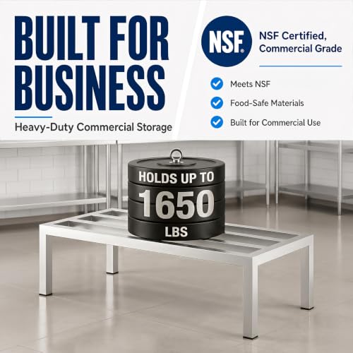 42" x 20" x 12" Aluminum Dunnage Rack – Heavy Duty Floor Storage Stand, NSF for Commercial Use - size: 42"W x 20"D x 12"H