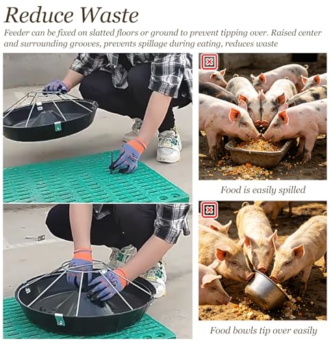 Anti-Waste Round Plastic Pig Feeder, Multi-Compartment Livestock Water Trough, Homestead Feed Trough for Piglet, Duck, Chicken, Rabbit(Single Rack,52cm/20.5"(8 Slots)) - color: Single Rack, size: 52cm/20.5"(8 Slots)