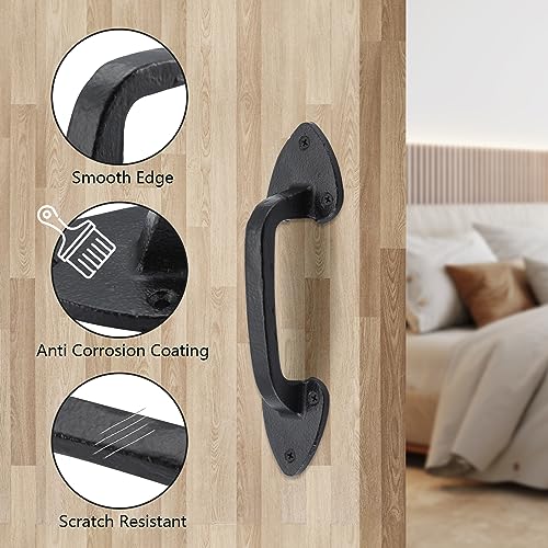 WellMade Barn Door Handles, 7.5 in Gate Handle, Rustic Metal Door Pull Handle Hardware for Wooden Garden Gate Shed Cabinet（Black, 2 Pack - size: 2 Pack