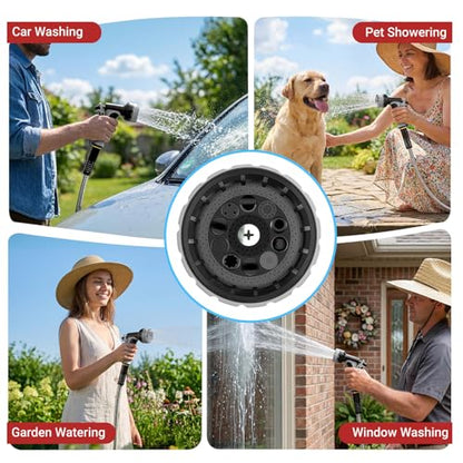 Lefree 100ft Metal Garden Hose - Heavy Duty 304 Stainless Steel Flexible Water Hose, No Kinks & Leak-Proof with Upgraded Handle, 10-Function Spray Nozzle & 4 Spare Gaskets for Yard, RV, Pet Bath - color: Gray, size: 100FT