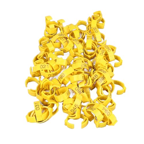 SUNGOOYUE 100 Pcs Chicken Leg Rings Plastic Numbered Poultry Identification Bands Clip On Round Ankle for Chickens Ducks Hens Breeders Farm Flock Tracking (100Pcs Yellow Rings with Number Markers) - color: 100pcs Yellow Rings With Number Markers