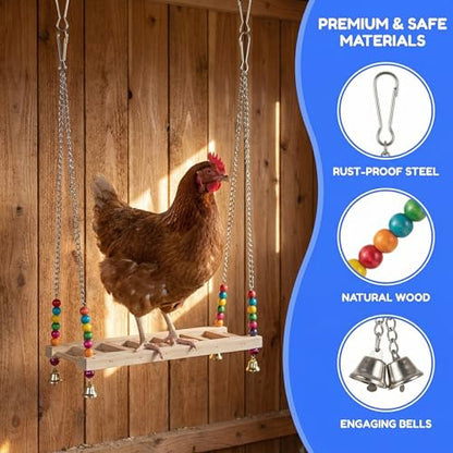Little World Chicken Toys Complete Set of 12 – All-in-One Chicken Coop Accessories with Xylophone, Swing, Chicken Mirror, Ladder, Vegetable String Bag & Hanging Feeder Coop Toy for Happy Hens - size: 12PCS