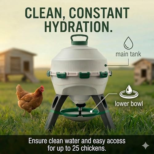 Hatching Time Automatic Poultry Drinker 6 Gallon 22.7 L – Gravity-Fed Chicken Waterer for Coop – UV-Stabilized Plastic Chicken Water Feeder – Easy-Clean, Top-Fill Water Dispenser for Chickens & Ducks