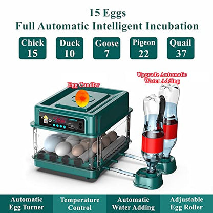 Egg Automatic Incubator 24-60 Eggs Automatic Intelligent Incubators for Hatching Eggs,Poultry Hatching Machine for Chicken Duck Goose Quail Bird Pigeon