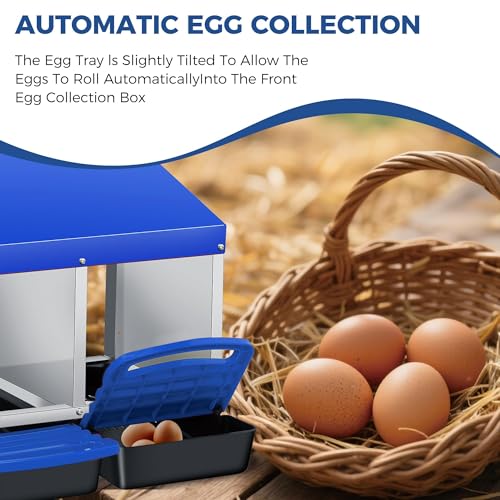 Chicken Nesting Boxes, Heavy-Duty 8-Compartment Metal Chicken Nesting Box – Removable Tray, Ventilation Holes, Easy Egg Collection, Rustproof Galvanized Steel - Blue - 3 - Slot - color: Blue, size: 3 - Slot