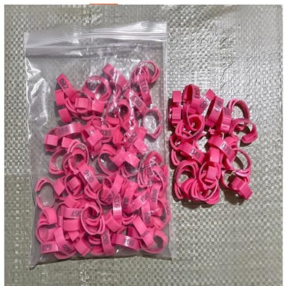 Aisoway 100 Pcs Poultry Identification Leg Rings Adjustable Clip-on Digital Label Buckle Bands Random Color for Chicken 100PC pink - size: pink