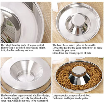 Stainless Steel Pet Bowl for Puppy and Cat, Dog Food and Water Feeding Bowl, Puppies and Kittens Weaning Bowls, Multiple Dogs and Cats Eat and Drink Together (2PC, S) - size: S - 4¼cups/34oz