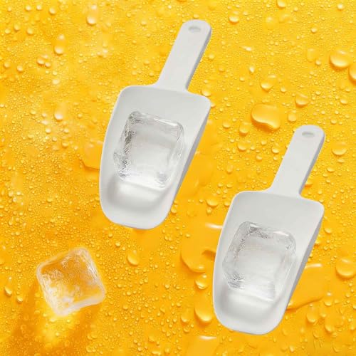 2Pcs Plastic Ice Scoop, Kitchen Scooper for Ice Maker, Ice Bucket, Bar, Freezer, Pet Food, Candy, Coffee Beans, Utility Food Scoop for Home, Party, Wedding, Restaurant (White) - color: White