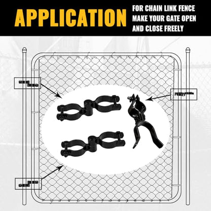 VIVIDA 1-3/8" Black Chain Link Gate Hinge & Latch Kit, Include 1-3/8" Gate Hinge Kit and Fence Fork Latch, Black Powder Coated - size: 1-3/8" × 1-3/8" (BLACK)