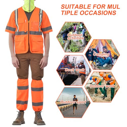 A-SAFETY unisex-adult Class E Two-tone Mesh Leg Gaiters - color: Kint Orange