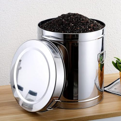 Stainless Steel Rice Restaut Large-Capacity Stainless Steel Flour Sealed Grain Storage Tank Grain Storage Container, Silver, 40kg - size: 40kg