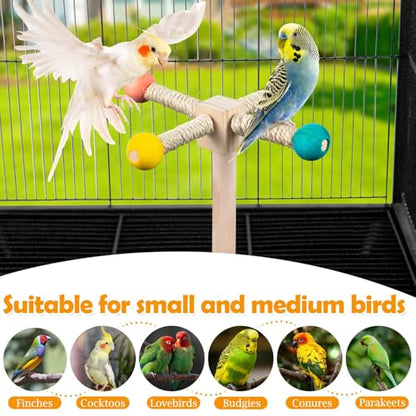 FrgKbTm Rotating Bird Perches Toy, Interactive Spinning Parrot Parakeet Toys, Wooden Exercise Stand Bird Cage Accessories for Budgies,Cockatiels,Small Birds - color: Rotating Bird Swing Toys