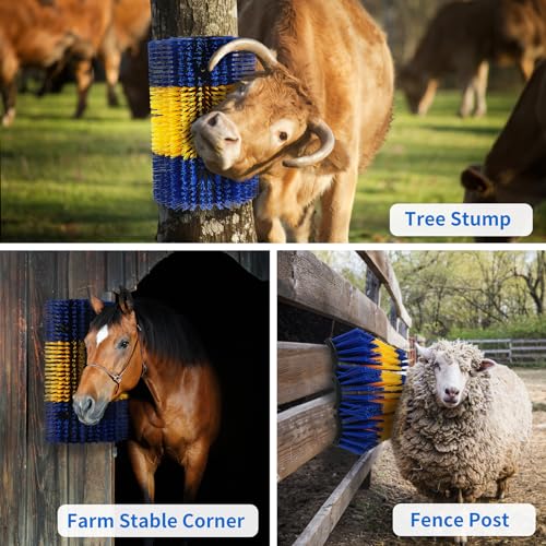 Livestock Scratching Brush, 4PCS Upgraded Cattle Scratcher with 24 Screws, Horse Brush for Grooming, Relieve Itching on the Back of Livestock, Cattle Supplies for Horse, Goat, Cow, Pig (XL Size) - size: 4-PACK