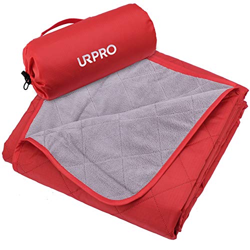 Waterproof Warm Fleece Outdoor Blanket Extra Large Lightweight Portable with Carry Bag for Stadium, Picnic, Camping, Beach, Dogs, Sofa - color: Red