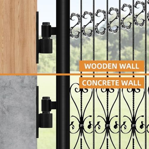 Wall Mount Gate Hinges with 5/8" Hinge Pin, Heavy Duty Gate Hinge with Screws for Farm Gates Wood Fence, Black 2 Pack