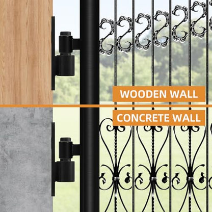 Wall Mount Gate Hinges with 5/8" Hinge Pin, Heavy Duty Gate Hinge with Screws for Farm Gates Wood Fence, Black 2 Pack