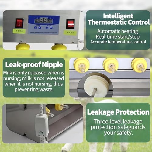 Automatic Stainless Steel Piglet Feeder - 6-Nipple Universal Suckling Machine with Sound Simulation & Constant Temperature for Healthy Lambs and Growing Piglets