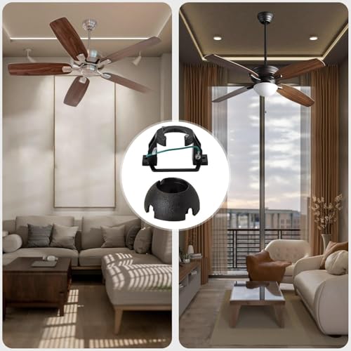 Ceiling Fan Mounting Bracket with Hanger Ball Set, Cast Aluminum Cathedral Ceilings Canopy Bracket and Universal Adapter for Indoor/Outdoor Fan Installation Use with Ground Wire & Mounting