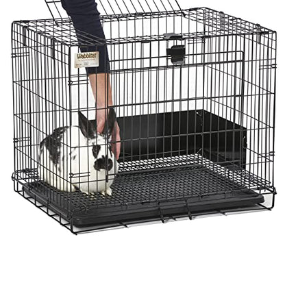 MidWest Homes for Pets Small Wabbitat Rabbit Cage, Grid Mesh Floor, Removable Tray, Top & Front Door Access, Rust Resistant Finish, No Tools Required - size: 25.0"L x 19.0"W x 20.0"H