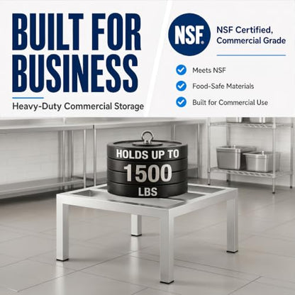 24" x 24" x 12" Aluminum Dunnage Rack Heavy Duty Floor Storage Stand, NSF for Commercial Use - size: 24"W x 24"D x 12"H