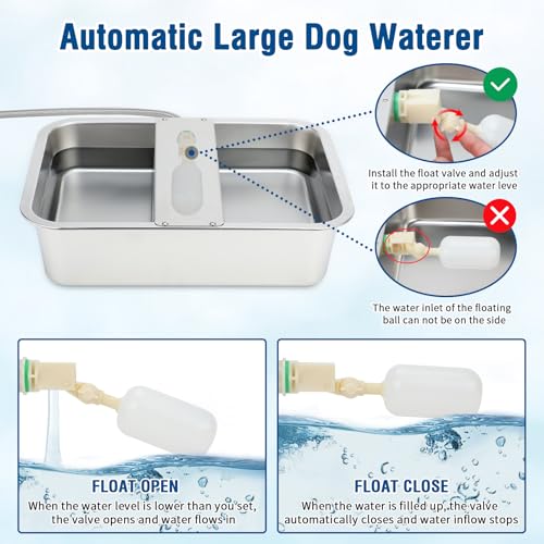 BWOGUE 3 Gal Automatic Dog Water Dispenser for Large Dogs Stainless Steel Outdoor Water Bowl Large Breed Self Filling Dog Waterer Feeder for Dogs Cat Chicken Livestock - size: 3 Gal