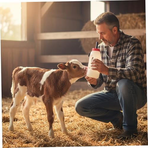 Calf Bottle with Detachable Nipple 4L Plastic Nursing Bottle with Regulating Valve and Handle Farm Equipment, Farm Equipment