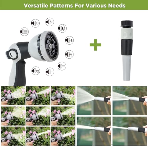 Tuyeho Retractable Garden Hose Reel 100FT, Wall Mount Heavy Duty Water Hose Reels with Automatic Slow Rewind System, Outdoor Hoses Reel with 2 Hose Nozzles for Garden Watering, Car Wash, Pet Shower - size: 1/2" 100FT