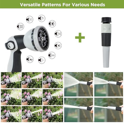 Tuyeho Retractable Garden Hose Reel 100FT, Wall Mount Heavy Duty Water Hose Reels with Automatic Slow Rewind System, Outdoor Hoses Reel with 2 Hose Nozzles for Garden Watering, Car Wash, Pet Shower - size: 1/2" 100FT