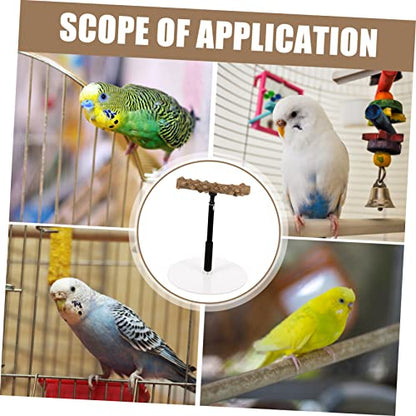 Happyyami Parrot Training Stand Bird Perch Adjustable Height Bird Plaything Parakeet Cage Accessory Safe