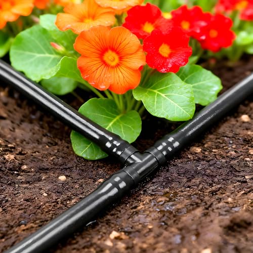 60 Pack Drip Irrigation 1/4" Barbed Tee Fittings, Drip Line Barbed T Connectors for 1/4 Inch Irrigation Tubing Micro Irrigation Connection Parts for Garden Sprinkler Systems - size: 1/4 Inch Tee-60P