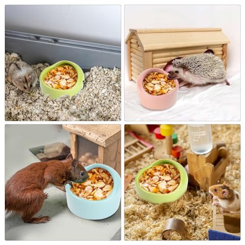 3 Pack Ceramic Hamster Food Bowl, Splash-Proof, Tip-Proof, Chew-Resistant, Easy to Clean Small Animal Bowl for Hamster/Guinea Pig/Chinchilla/Hedgehog, 1 Pink + 1 Blue + 1 Green - color: Pink + Blue + Green
