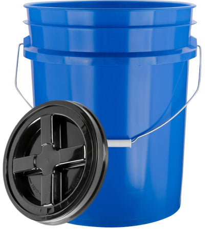 House Naturals 5 Gallon Plastic Blue Food Grade Made in USA Bucket Container with Air Tight Screw on Lid (Pack of 3) - color: Blue
